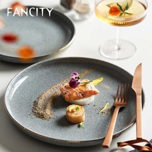 FANCITY Western food flat steak plate high-end pasta plate Nordic European creative dish commercial restaurant tableware
