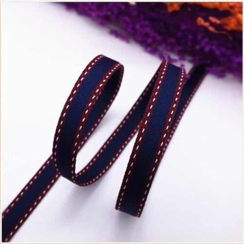 Hot sale 10mm Double side jump white line grosgrain ribbons DIY handmade clothing accessories gift packing ribbon 1 meter/lot