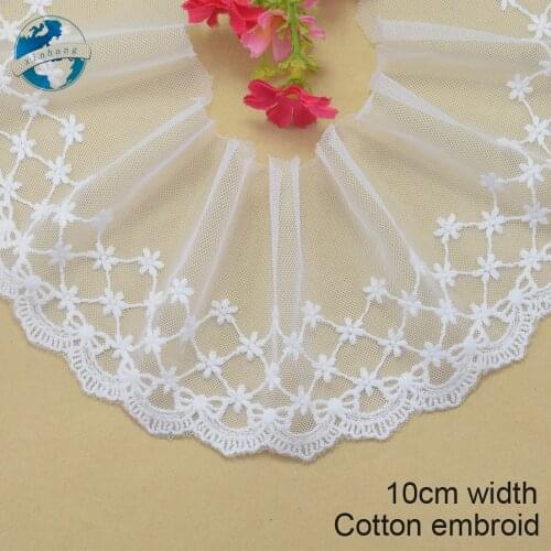 10cm big width cotton Embroid sewing ribbon guipure lace trim or fabric warp knitting DIY Garment Accessories african lace#3002