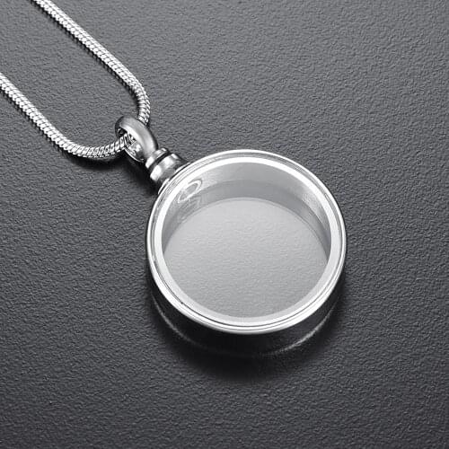 IJD9887 Trendy Transparent Round Urn Cremation Pendant Keepsake Necklace Dog Cat /Human Ashes Holder Memorial Funeral Jewelry