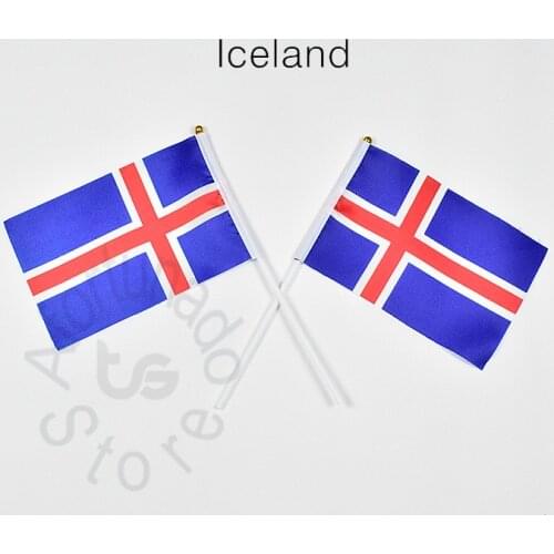 Iceland 14*21cm 10pieces Banner Hand waving Flag National Flag for meet,Parade,party.Hanging,decoration