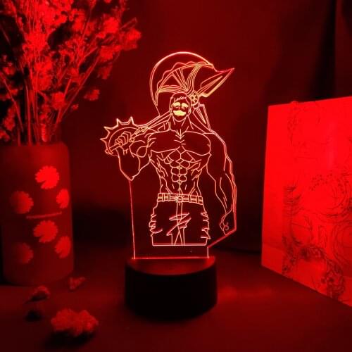 Anime The Seven Deadly Sins Escanor Figurine 3D Illusion Night Lamp Otaku Room Desk Decoration LED Color Changing Novelty Light