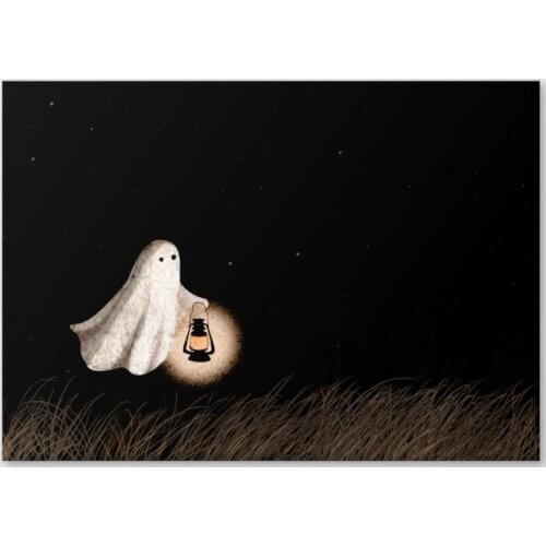 HD Prints The Ghost Carried a Lamp Canvas Painting Wall Art Night Field Pictures Home Decor Bedroom Background Modular Poster