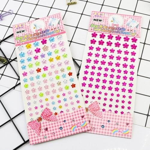 Kawaii Acrylic Plum Blossom Diamond Sticker Notebook Decor DIY Scrapbooking Cell Phone Nail Stick Label Sticker Stationery