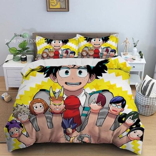 Cartoon Teenager Animation Bedding Set My Hero Academia Duvet Cover 2/3 Pieces For Bedroom Bed Cover Set Pillowcase (No Sheet