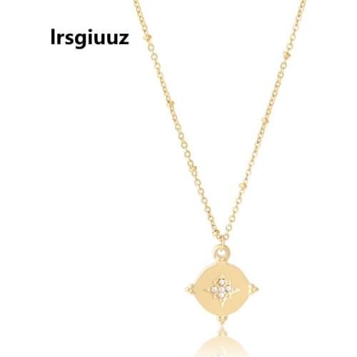 Creative design Cross star shaped Inlaid diamond pendant of 14k gold jewelry real gold plated Stainless Steel choker for women