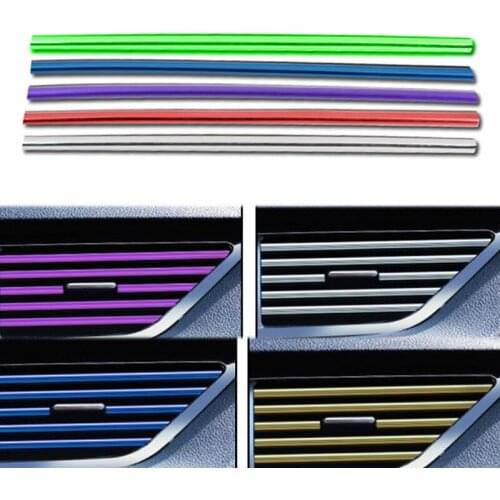 10 Pcs Car Styling Mouldings Air Outlet Trim Strip Auto Air Vent Grilles Rim Trim Cars Decoration Strips Chrome Accessories
