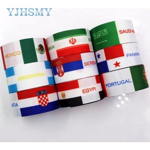 YJHSMY D-18111-92,25 mm 10 yard National flag series Ribbons Thermal transfer Printed grosgrain Wedding Accessories DIY material
