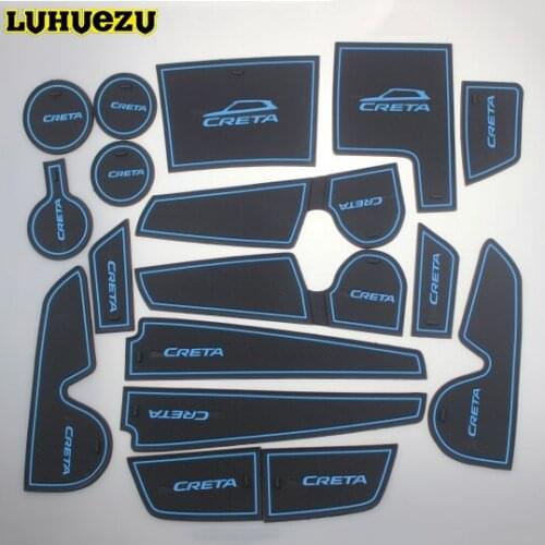 LUHUEZU 17PCS Rubber Non-Slip Interior Door Mat Dusty Proof Mat Accessories For Hyundai Creta IX25 2015 2016 2017 2018