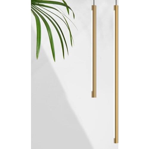 Chandelier Nordic style copper strip simple bar decoration small chandelier modern simple led bedroom bedside chandelier