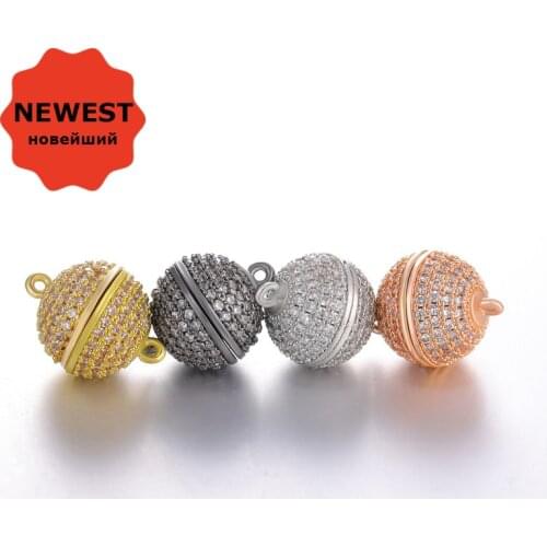 Jewellery Making Supplies 5 pieces Wholesale Luxury AAA Zircon Rhinestone Ball Magnetic Clasps Hooks For Necklace Bracelet
