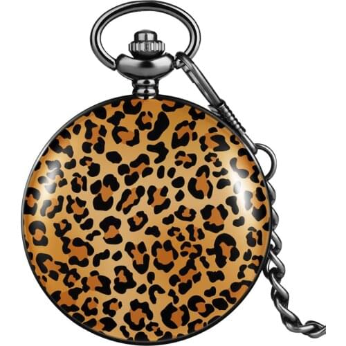 Male Female Pocket Watch Unique Leopard Pattern Alloy Durable Cover Simplicity Dial Practical Pendant Collection Souvenir