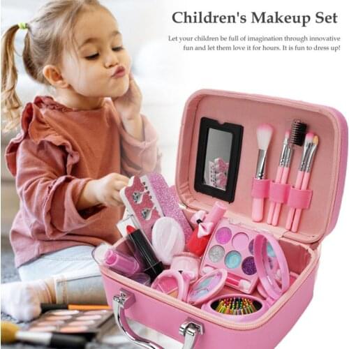 Kids Makeup Toy Set, Cosmetic Beauty Set With Cosmetic Bag For Little Girls Princess Birthday Present Gif