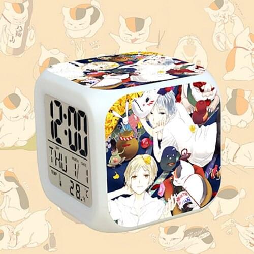 Natsumes Book of Friends LED Touch Multi-function Cartoon Alarm Clock Seven Color Night Watch Led Clock Fans Kids Children Gift