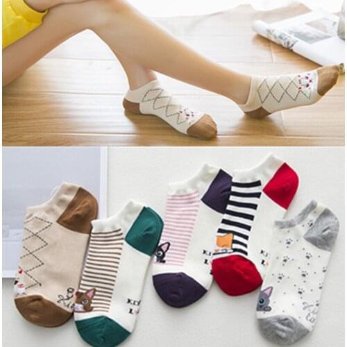 5Pairs/Set Women Socks Fox Flamingo Cute Animals Cotton Short Socks Female Casual Funny Socks Spring Summer Sock Sokken Cat
