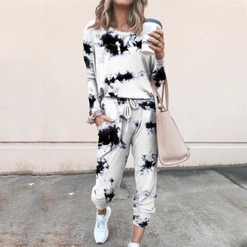 European and American Autumn and Winter New Casual Womens Wear Round Collar Long Sleeve Loose Sports Wear Trousers Two Suit