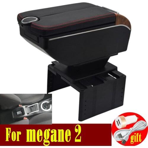 For megane 2 armrest box Double doors open 7USB Centre Console Storage Box Arm Rest