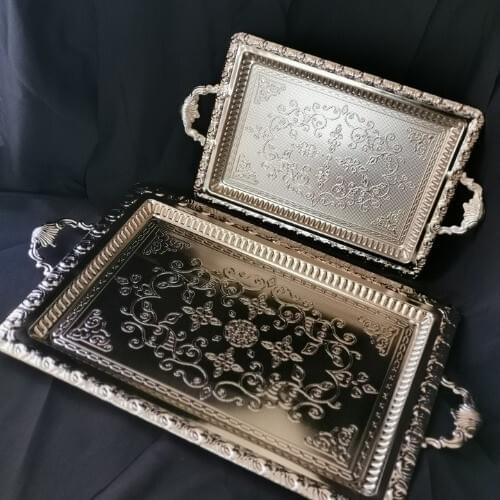 İstesende Submersible 2'li Set Rectangle Silver Color Tray