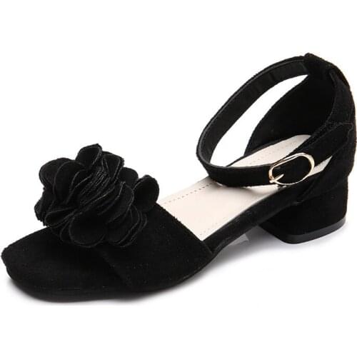 2020 Girls Sandals For Children Summer Shoes Soft Leather Ruffles Fashion Flat Blue Princess Sandals Kids Student Beach Sandals