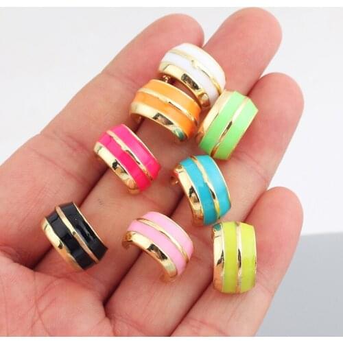 New Design Enamel Colorful Hoop Earrings for Women Fashion Sweet Candy Color C-shaped Earrings Statement Jewelry Brincos