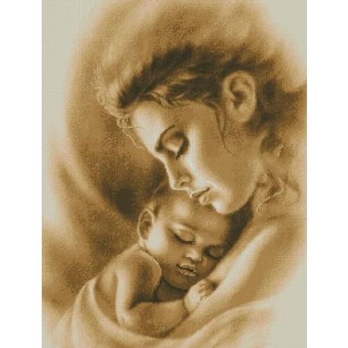 Needlework,embroidery,DIY Unprinted Kid Cross stitch kit,Sleeping children and mothers Pattern counted Cross-Stitching decor