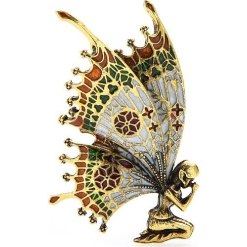 Vintage Butterfly Wings Fairy Brooches Quality Enamel Women Brooch Pins 2 Colors 2021 Angel Designer Jewelry Gift