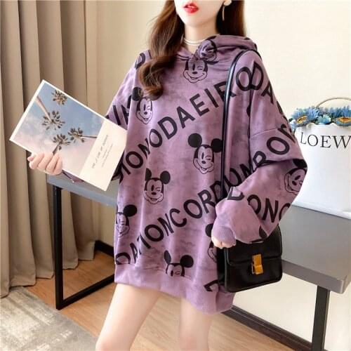 Women Mickey Mouse Sweatshirts Hooded Hoodies Disney Long Sleeve Autumn Spring Korean Style Tops Fashion Hoodies Harajuku New