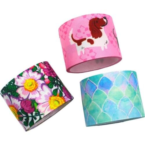 1-1/2‘’ 38mm ,10yards cartoon pet flowers Printed grosgrain Ribbons,DIY handmade bow cap accessories and decorations,I-19218-370