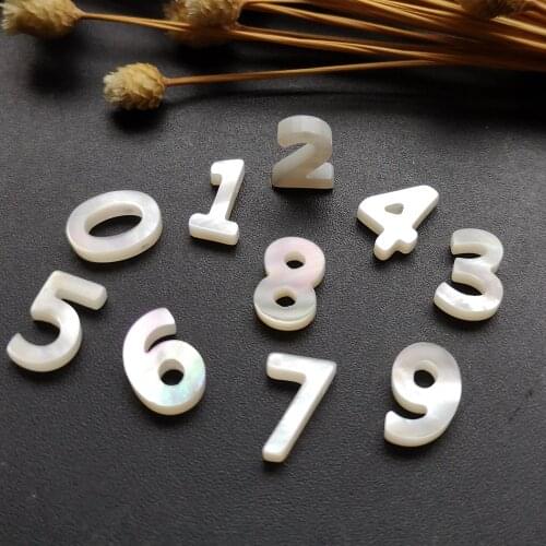 1set/lot ) 0 to 9 Letter Mother Pearl Natural Digit & number Mother of Pearl shell for DIY Jewelry Mother Pearl shell Beads