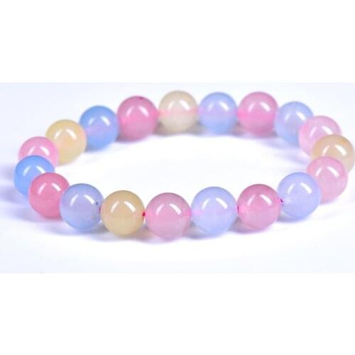 1PC Natural Crystal Prehnite Beads Bracelets Colorfull Quartz Bracelet Elastic Jewelry Beads Health Healing Stone Woman Gift
