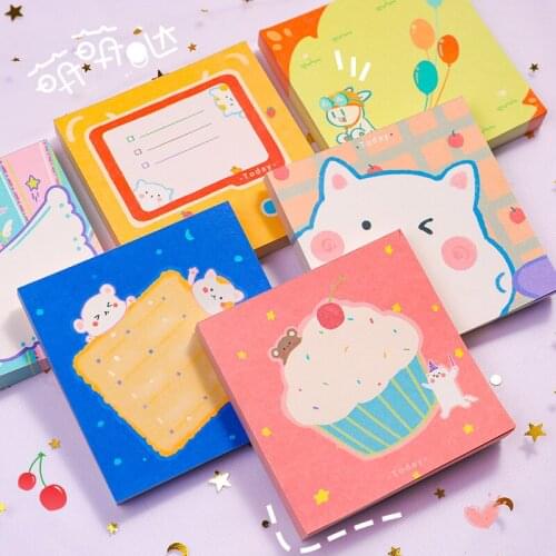 10packs Kawaii Memo Pad Sticky Notes Cute Cartoon Animal Girl Cake Memo Sheets Korean Stationery Memo Me To Do List Notepads