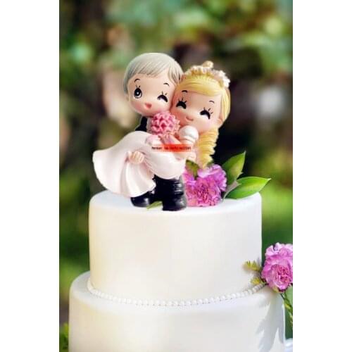 18cm tall with silver diamond wedding favor love sweet bride & groom figurine wedding cake toppers couple for ckae doecorations