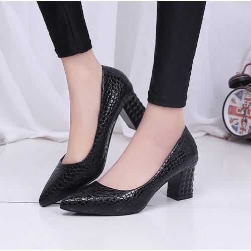 2020Women Pumps Ankle Strap Thick Heel Women Shoes Square Toe Mid Heels Dress Work Pumps Comfortable Ladies Shoes 6cm