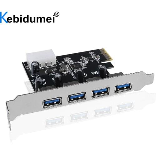 4 Port PCI-E To USB 3.0 HUB PCI Express Expansion Card Adapter 5 Gbps Speed USB 3 0 PCI E PCIe Express 1x For Desktop