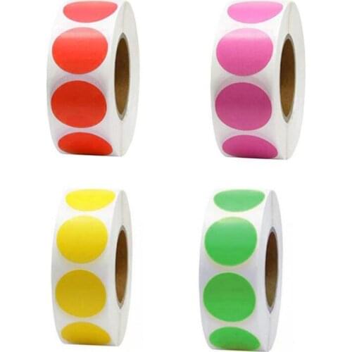 500Pcs/roll Chroma Label Color Code Point Label Sticker 1 Inch Red Green, Yellow, Blue, Pink, Stationery Label Sticker