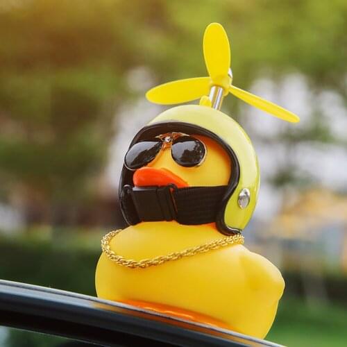 8 Styles Car Duck with Helmet Broken Wind Helmet Squeaking Small Yellow Duck No Lights Riding Cycling Car Decoration Accessories