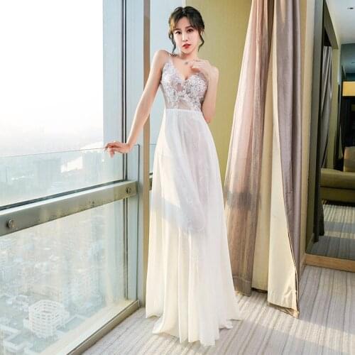 White Lace Women Summer Dress 2021 Hollow Out Embroidery Maxi Dresses Sexy Split Evening Party Long Ladies Vestidos Women Clothe