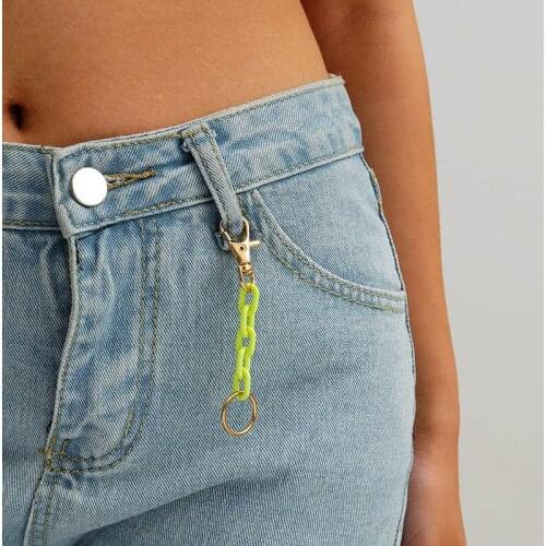 Personality Candy colors Pants Short Chain Hipster Hip Hop Punk Trousers Chain Jeans Keychains Fashion Women Girl Jewelry