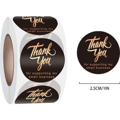 Black Bronzing Thank You Sticker Envelope Sealing Sticker Baking Gift Packaging Shop Shopping Bag Decoration Scrapbook Sticker