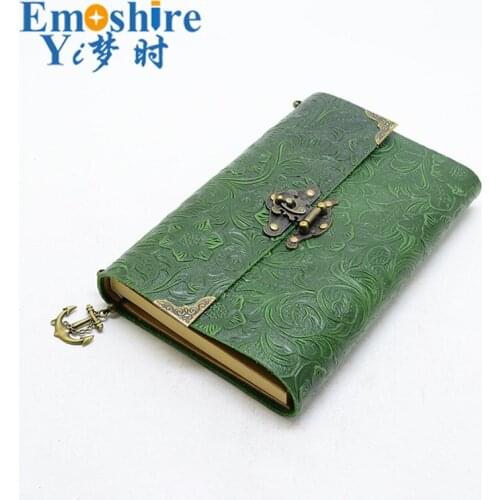 First Layer Leather Travel Notepad Retro Leather Notebook Loose-leaf Diary With Lock Customized Logo Business Gifts N131
