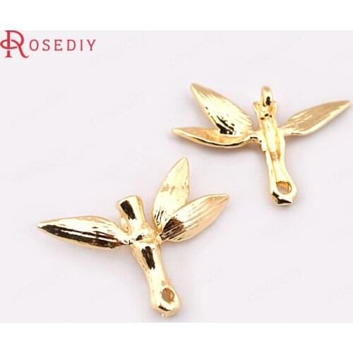 F406)10 pieces 12*19mm 24K Gold Color Brass Bamboo Charms Pendants High Quality Diy Jewelry Findings Accessories wholesale