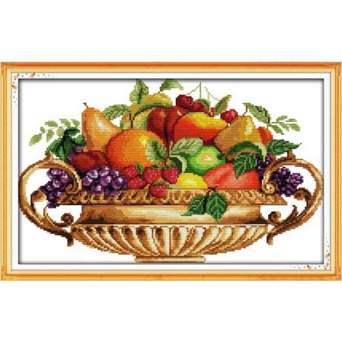 Fruit dish painting counted printed on the canvas 11CT 14CT DIY kit Cross Stitch embroidery needlework Sets home decor