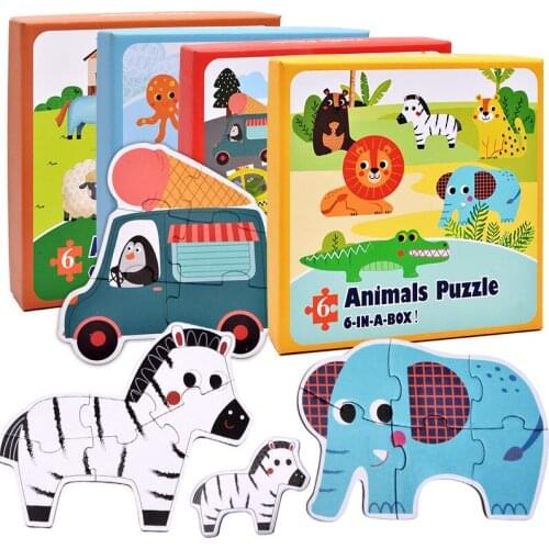 Children Large Matching Puzzle Games Early Education Learning Cognitive Wooden Jigsaw Puzzle Toys for Baby Kids Boys Toys Gift
