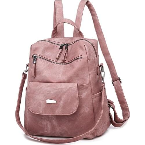 Leather Backpack Women Shoulder Bag Vintage Bagpack Travel Backpacks For School Teenagers Girls Back Pack Women Mochila Feminina