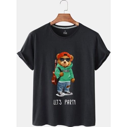 Summer Womens Blouse Loose Fashion Cute Bear Print Sport Short Sleeve T-shirt Women Graphic T-shirt Womens Clothing T-shirt