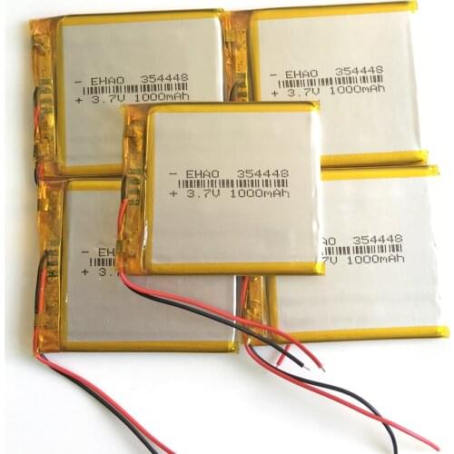 5 pcs 3.7V 1000mAh Lithium Polymer LiPo Rechargeable Battery cell For Mp4 MP5 DVD PAD camera recorder Speaker GPS PSP 3.5*44*48