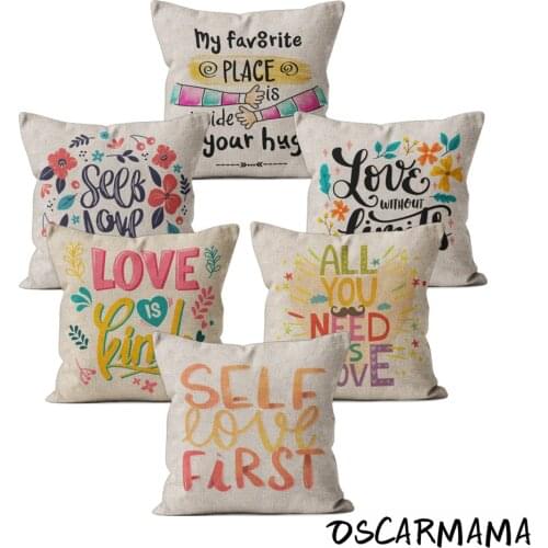 Love Word Letter Pattern Flower Cute Cushion Cover 40*40 Throw Pillow Case 45*45 Lover Valentines Day Home Sofa Decoration
