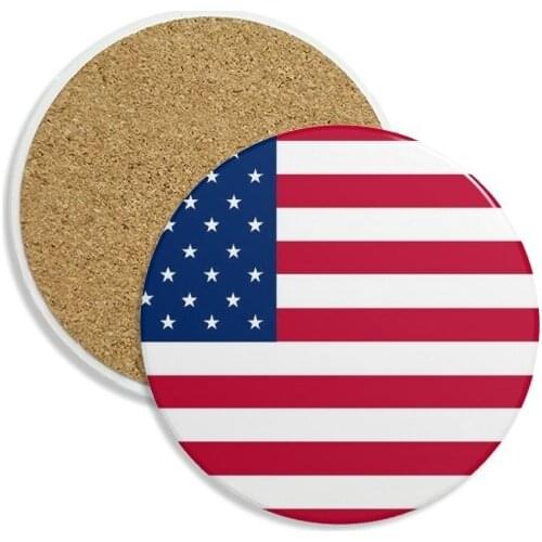 USA National Flag North America Country Stone Drink Ceramics Coasters for Mug Cup Gift 2pcs