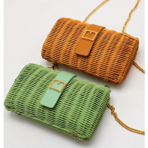 New Rattan Straw Woven Beach Bags Women Green Camel Woven Handbags for Women 2020 Designer Luxury Crossbody Bags for Women