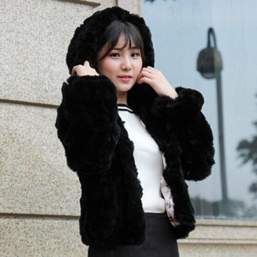 2015 new womens slim Rex Rabbit Fur coat short design Real Rabbit fur long sleeve outerwear